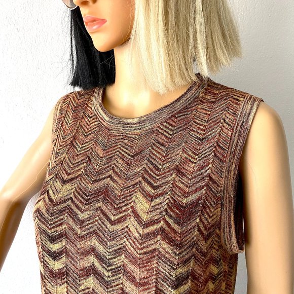 Dressy Sleeveless Knit Top Missoni For Target Zig Zag Top Chevron Top Metallic - Picture 2 of 7